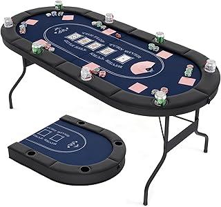 GIANTEX ポーカーテーブル 折りたたみ 完成品 8人対応